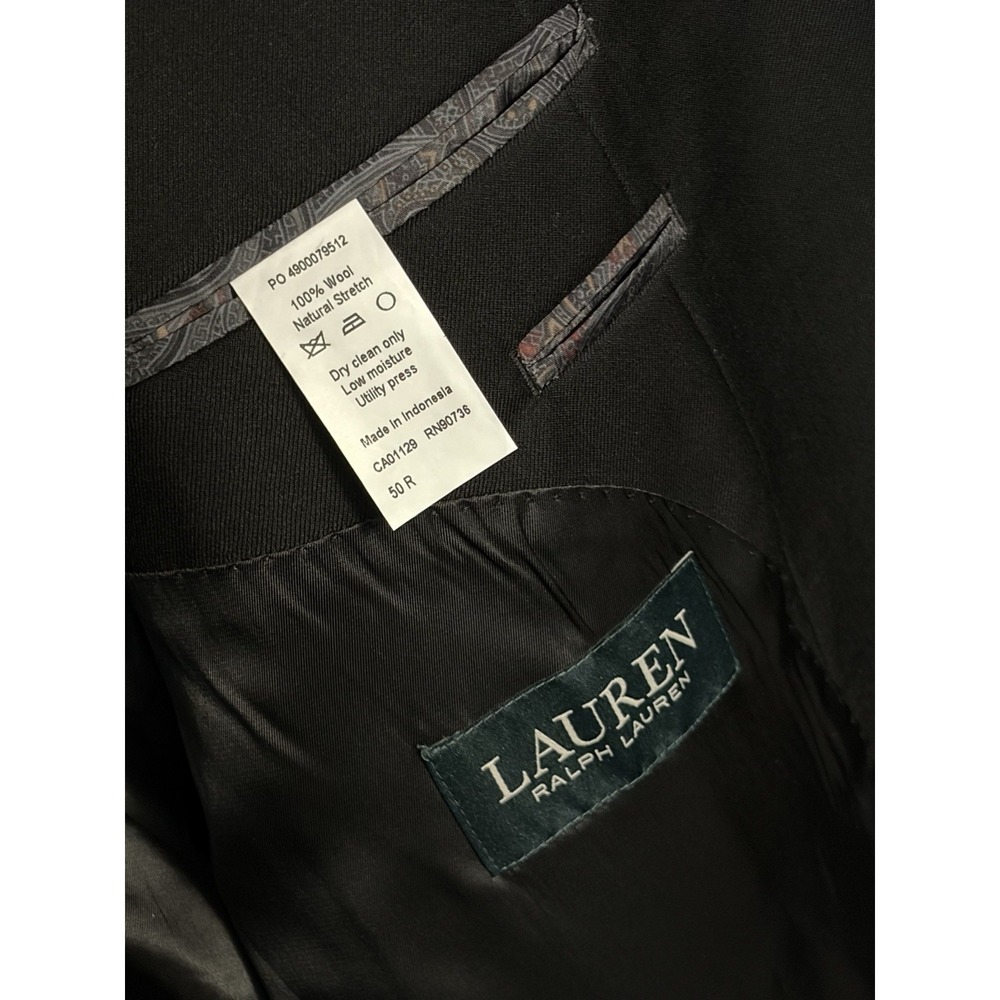 Lauren Ralph Lauren Men's 50R Black 100% Wool 2-Button Suit Jacket Blazer/Bag - Picture 4 of 16